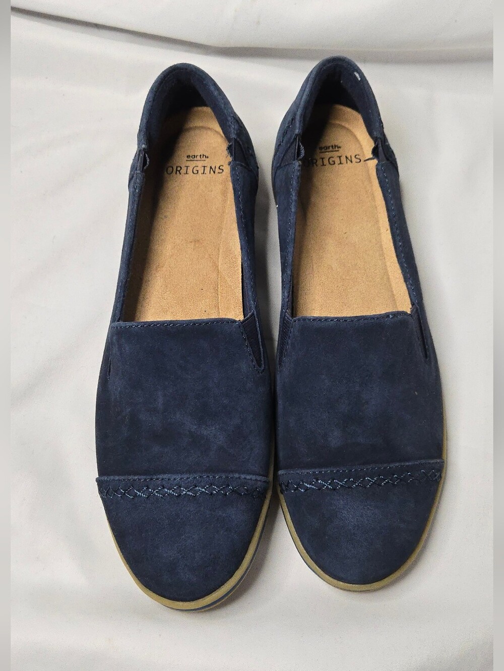 NWOT Earth Origins Britt Womens 11 Navy Blue Suede Leather Slip-On Loafers Blueb